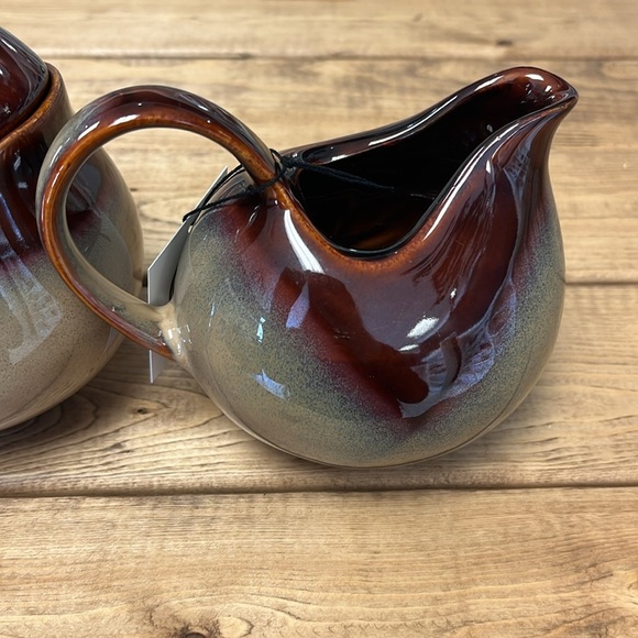 Vintage Sango Pottery Nova Brown Creamer & Sugar Set - Picture 2 of 3